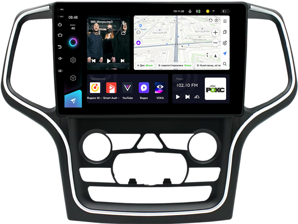 Магнитола для Jeep Grand Cherokee WK2 2013-2021 (взамен 8.4" экрана) - Teyes CC3 QLED 10" монитор на Android 10, ТОП процессор, CarPlay, 4G SIM-слот, 4/32 Гб