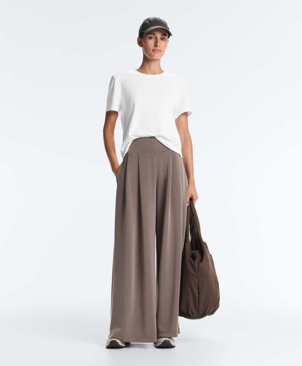 OYSHO Брюки с широкими штанинами и корсетным поясом, серо-коричневый