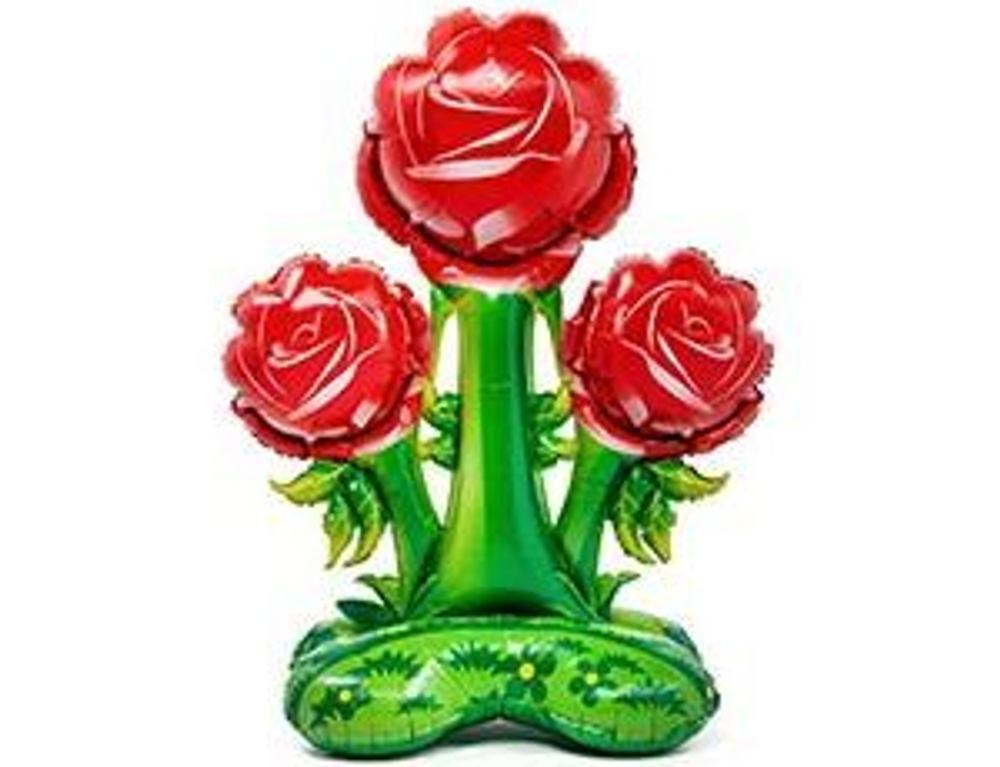 Фольга фигура напольная 132см. Розы красные