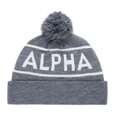 Шапка Alpha Industries Essential Pom Beanie Medium Charcoal Heather (Серая)