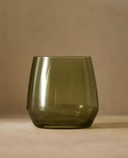 ZARA HOME СТАКАН ИЗ СТЕКЛА С УЗОРОМ В ПОЛОСКУ, ЗЕЛЕНЫЙ