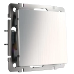 Выключатель одноклавишный проходной (никель рифленый глянцевый) W1112002