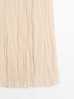 Massimo Dutti Струящаяся юбка миди с плиссировкой, кремовый