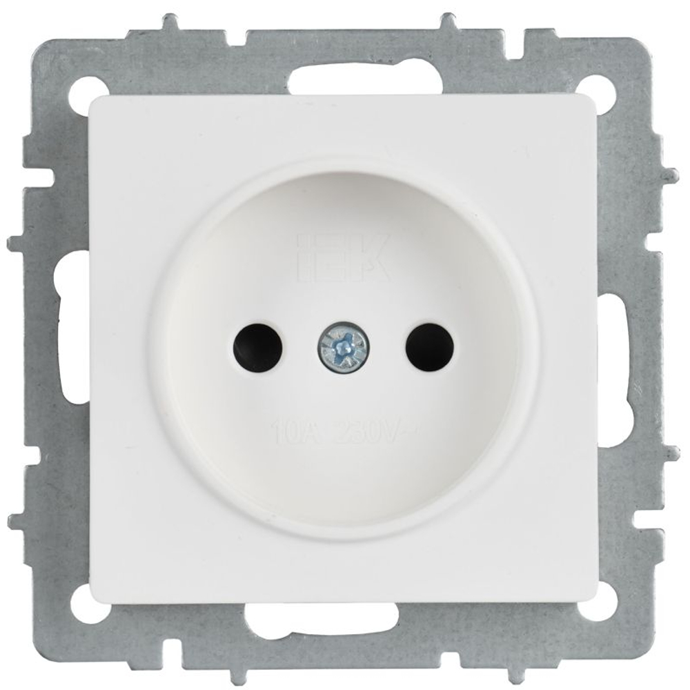Розетка BRITE РС10-1-0-БрАБ 10А без заземл. без защ. шторок механизм арктич. бел. IEK BR-R10-10-K91