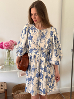 Платье Мари-мини для беременных и кормящих, Кремовый с синими цветами