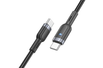 Кабель Hoco U117 Grand (Type-C) на (Type-C) 3A/60W 120см тканевая оплетка (черный)
