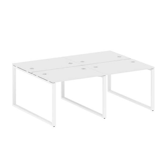 Metal System Рабочая станция на 4 места на О-образном м/к БО.СМ-4.1 Белый/Металл Белый 2000*1475*750