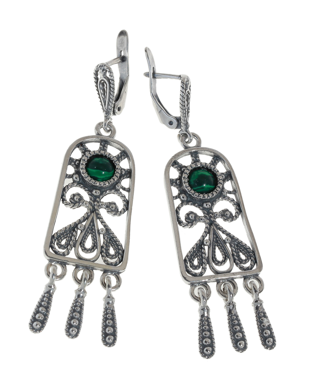 "Краса" серьги в серебряном покрытии из коллекции "Славянка" от Jenavi  c английским замком