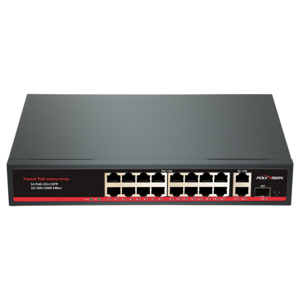 PND-16P-2G1F (200W) Неуправляемый 19 портовый коммутатор с функцией PoE