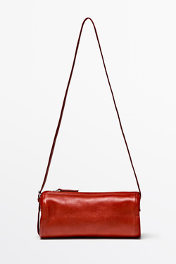 Massimo Dutti Сумка через плечо из кожи наппа, кораллово-красный