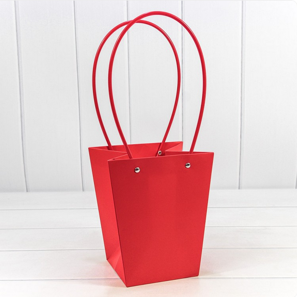 Пакет подарочный 20х17х12 Ваза для цветов (Красный)