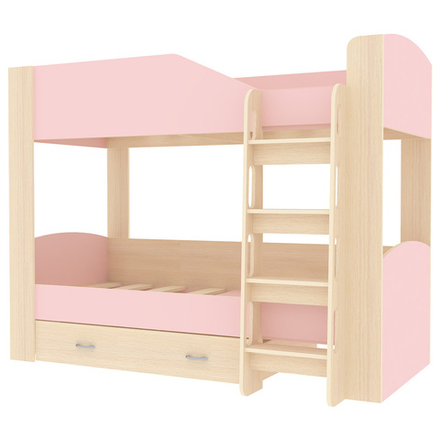 Двухъярусная кровать КарИВи Астра 2  Дуб Молочный Розовый