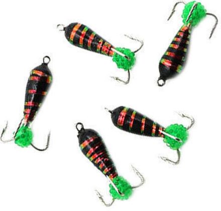 Мормышка вольф. безнасадочная "ЯМАН" Черт с петлей (длинный) Малек, d-3 мм, вес 0,9 г, подвеска икринка салатовая