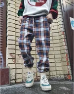 Брюки клетчатые БИЧ Сине-Коричневые