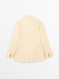 Massimo Dutti Блейзер из смесового льна, бежевый