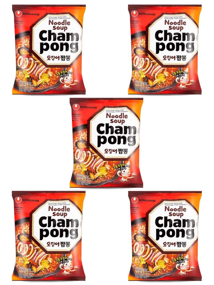 Лапша Nongshim Champong со вкусом морепродуктов 124 г x 5 шт