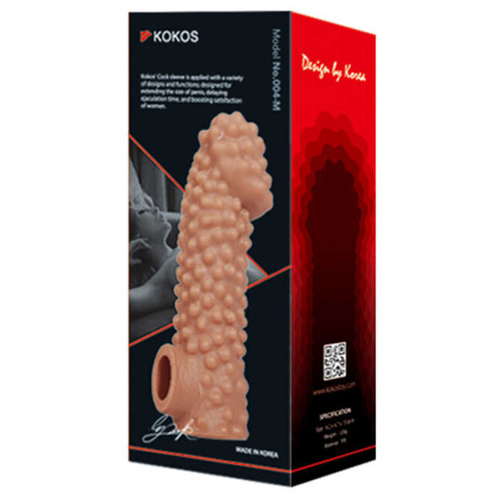 Насадка на фаллос с бугорками и отверстием для мошонки Extreme Sleeve (Цвет: телесный)