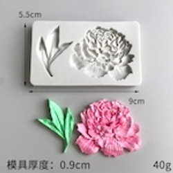 Силиконовый молд для декора "Пион с листом"