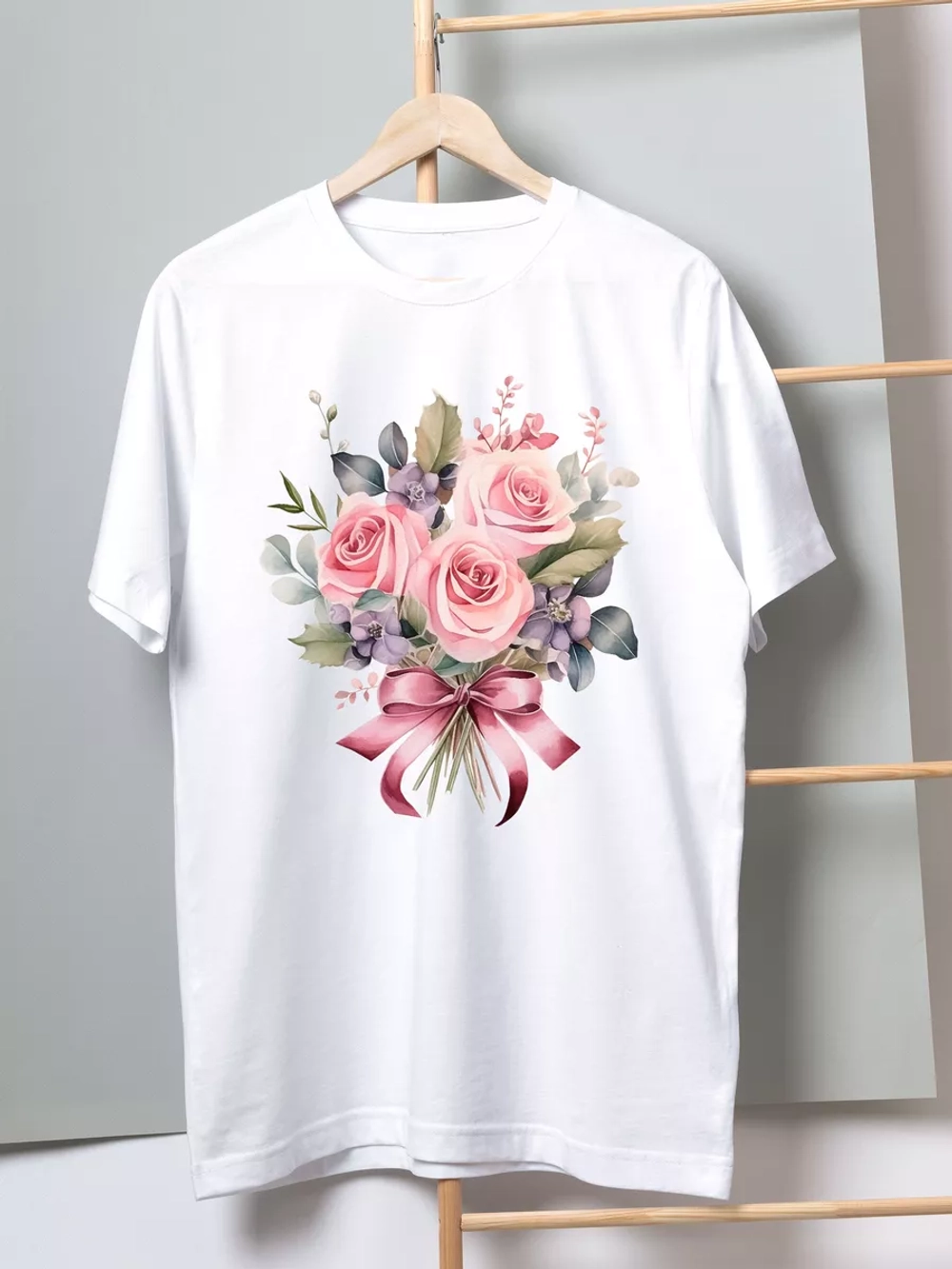Модная футболка с принтом цветы оверсайз