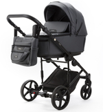 Детская коляска Adamex Zico Deluxe New 3 в 1 ZN-SA05 ТЕМНО-СЕРАЯ КОЖА
