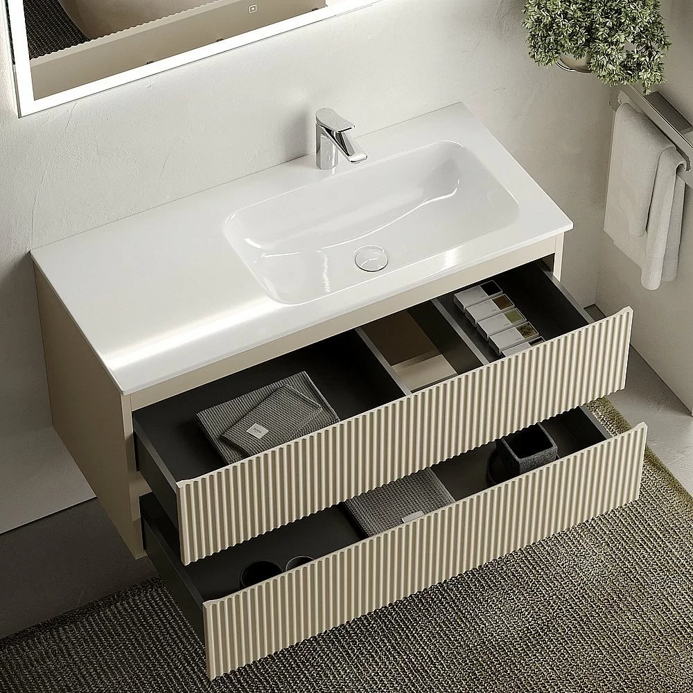 Тумба с раковиной Sancos SNOB R SNR100RCE Beige Soft правая/бежевая матовая