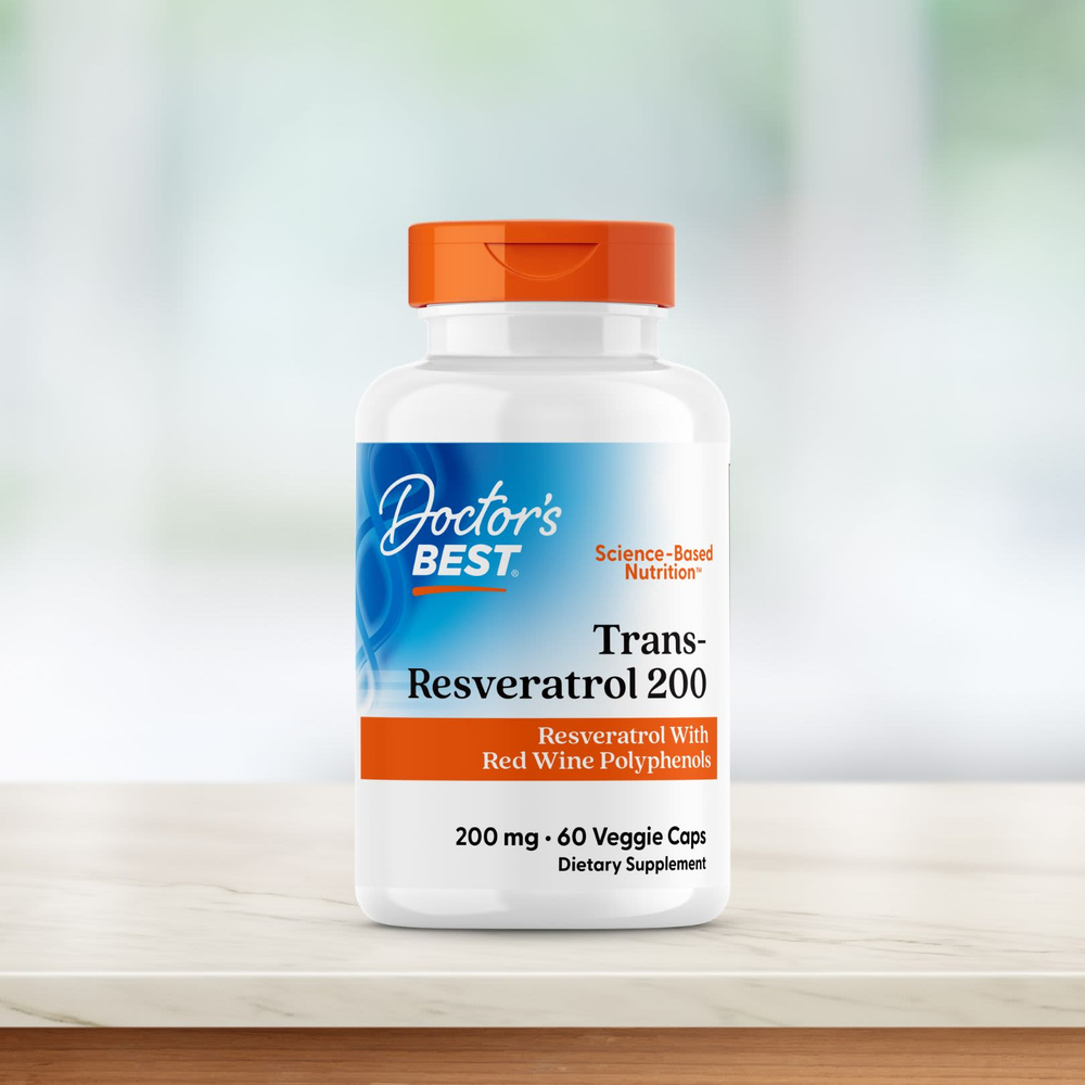 Doctor's Best, транс-ресвератрол 200 с Resvinol, 200 мг, 60 вегетарианских капсул