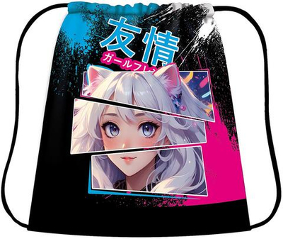 Сумка для сменной обуви MAX, ткань, дизайн 490/410 "Девушка с ушками" (Пчёлка)