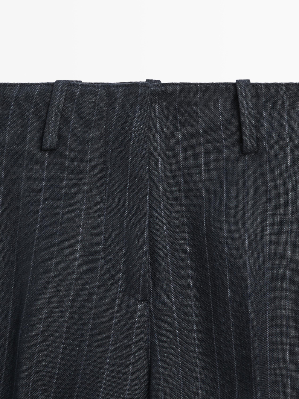 Massimo Dutti Широкие льняные брюки в тонкую полоску, темно-синий