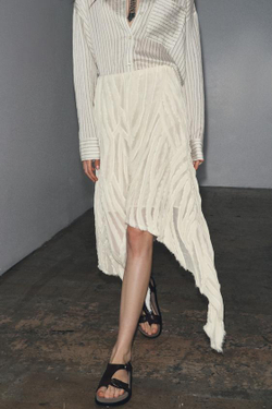 ZARA АСИММЕТРИЧНАЯ ЮБКА СО СКЛАДКАМИ — ZW COLLECTION, ЭКРЮ