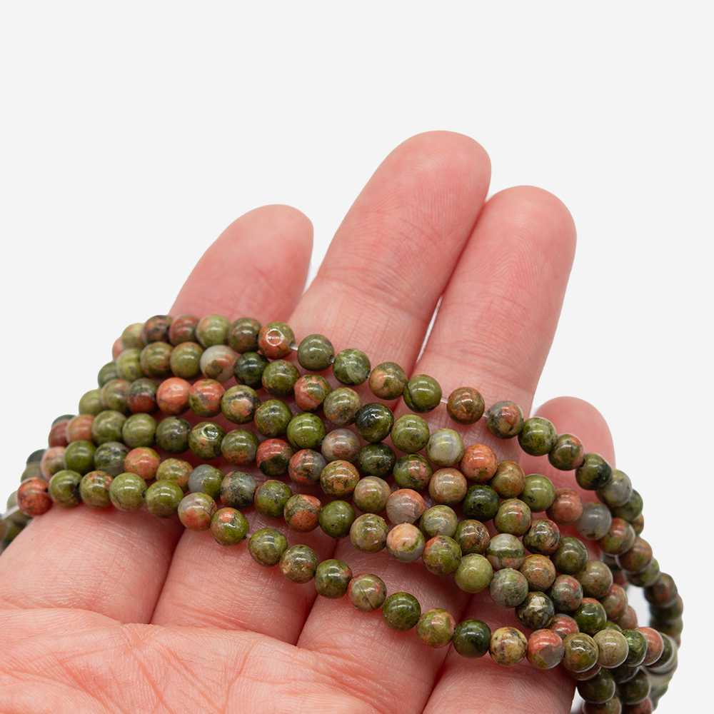 Унакит натуральный, бусины в форме шара 4,3мм
