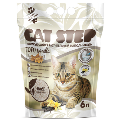 Наполнитель комкующийся растительный CAT STEP Tofu Vanilla, 6 л