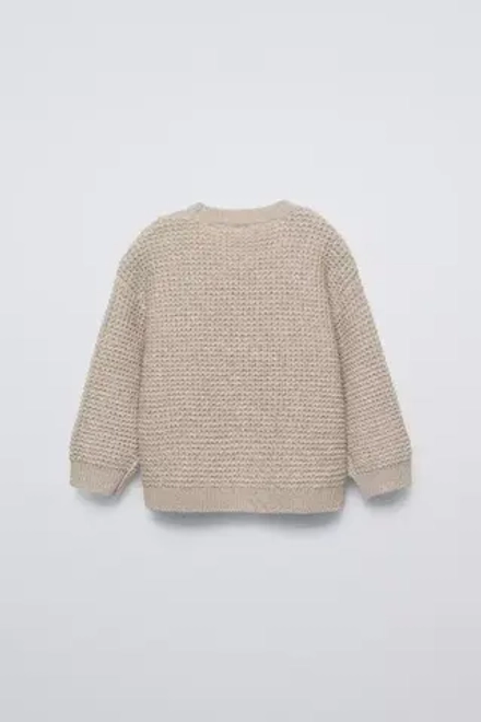 ZARA СВИТЕР ИЗ РИФЛЕНОГО ТРИКОТАЖА, КАМЕННО-СЕРЫЙ