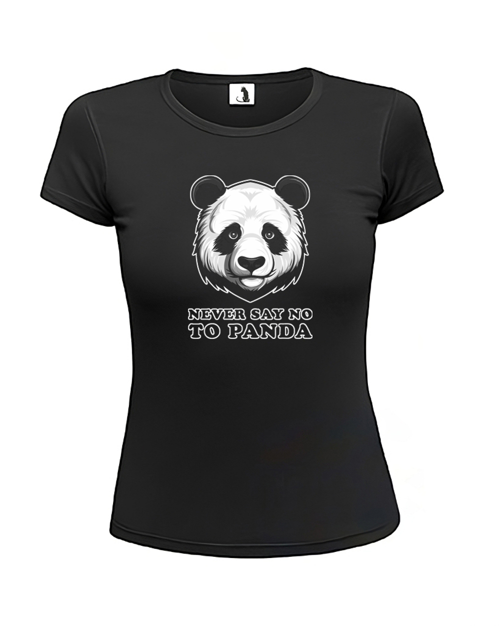 Футболка с пандой Never say no to panda женская приталенная черная