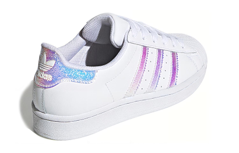 Big kids adidas originals Superstar originals J laser gradient non-slip wear-resistant breathable lightweight low-top sneakers white pink purple