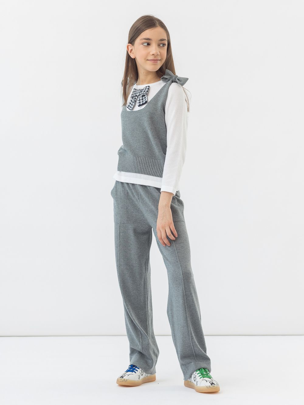 Брюки для девочки  арт. AT691-1 серый