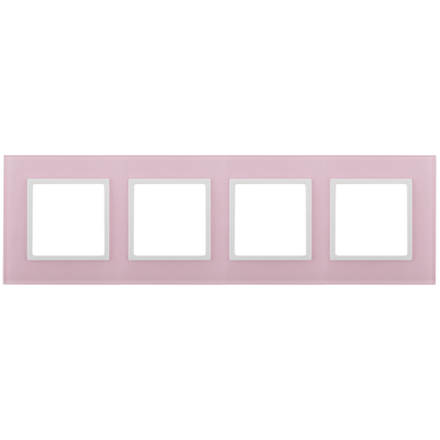 14-5104-30 ЭРА Рамка на 4 поста, стекло, Эра Elegance, розовый+бел