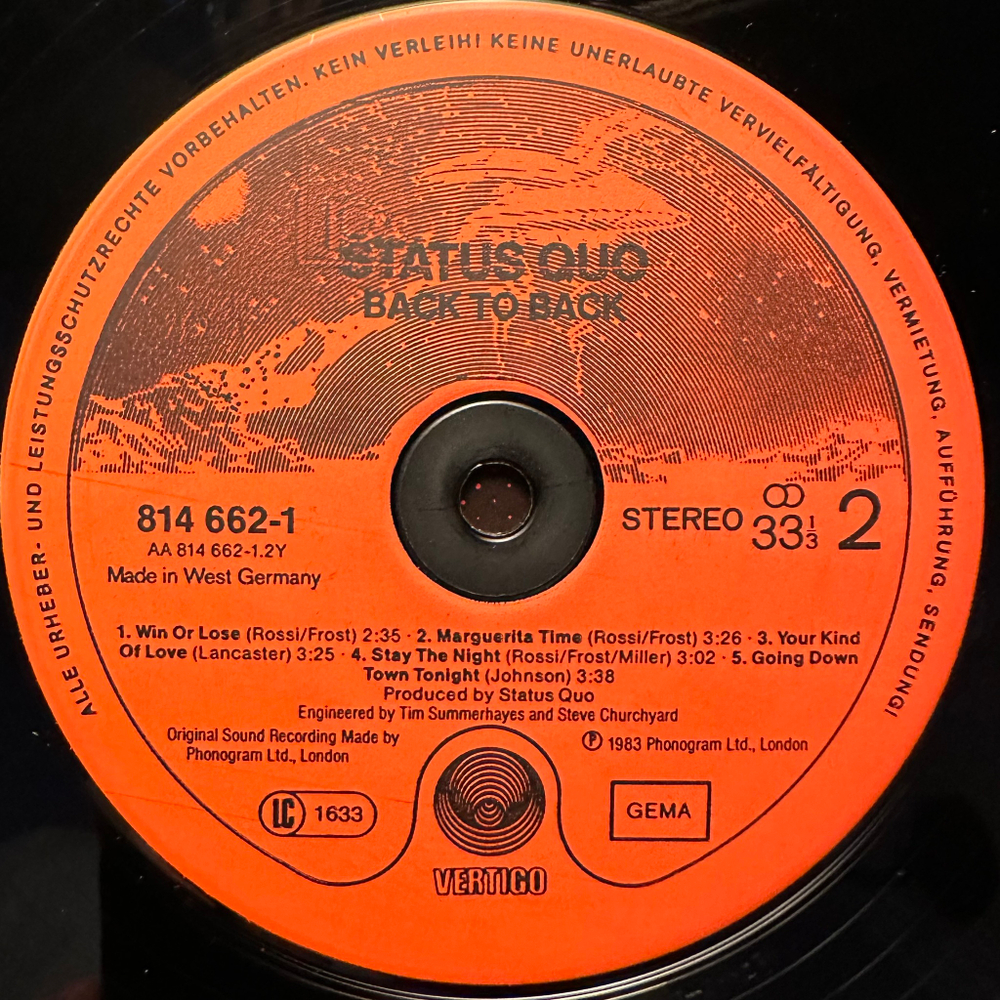 Status Quo - Back To Back (Германия 1983г.)