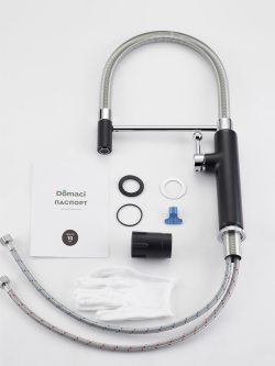 Смеситель для кухни Domaci Римини D568387BK с гибким изливом, черный