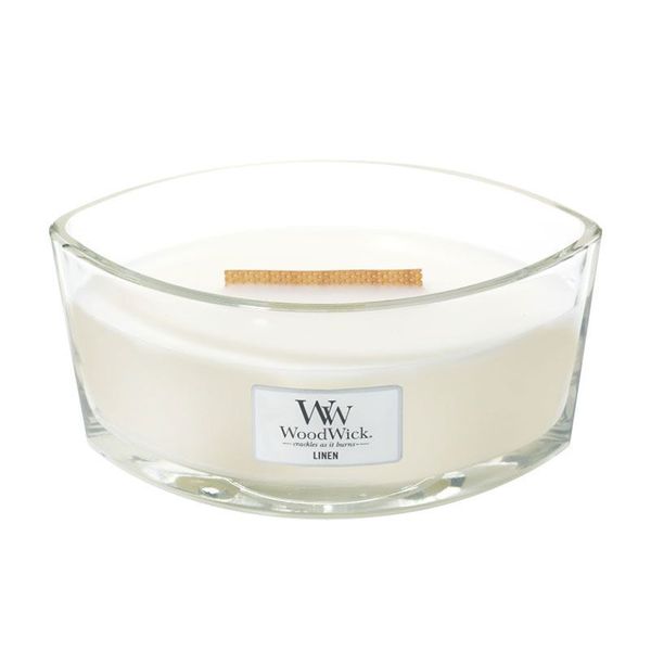 WoodWick Linen - Ароматическая свеча с ароматом чистого белья с нотками фруктов и мускуса 453 г
