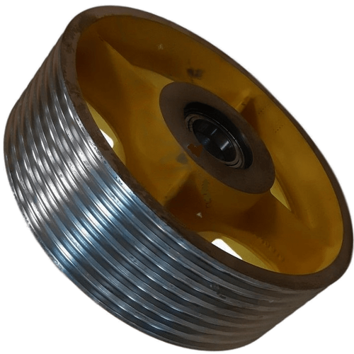 Отводной блок D360*7*8 мм ширина обода 110 мм, шаг канатов 15 мм, подшипник 6011