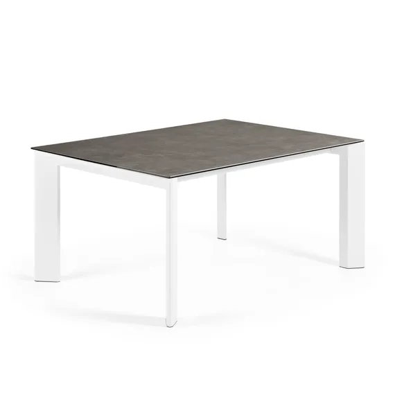 Стол Atta 160 (220)x90 керамика Vulcano Ash, белые ножки