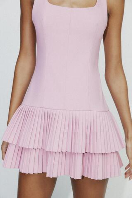 ZARA ПЛАТЬЕ-КОМБИНЕЗОН В СКЛАДКУ, ПУДРОВО-РОЗОВЫЙ