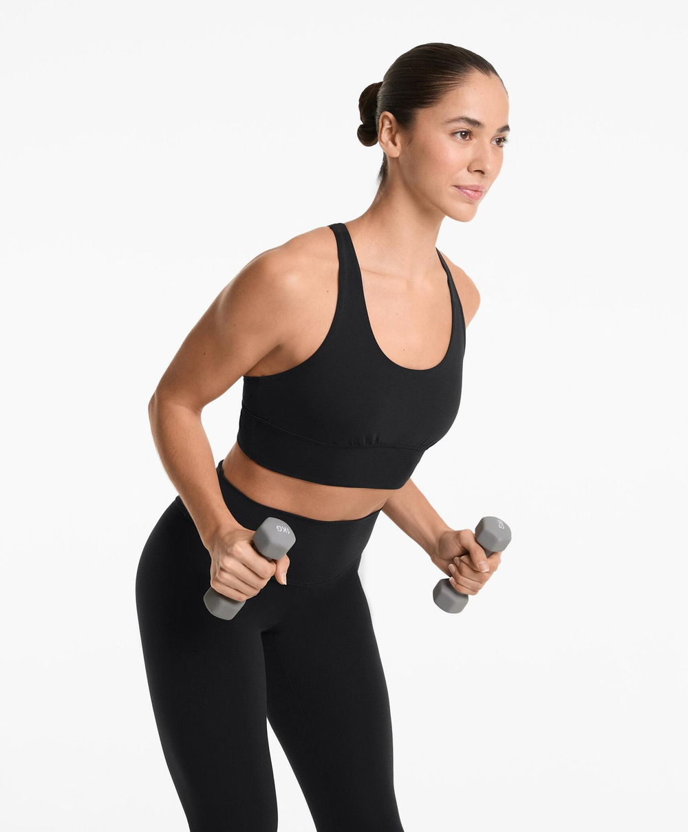 Oysho Спортивный бюстгальтер с бретелями на спине, черный