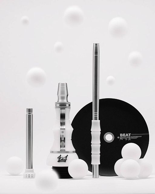 Кальян Alpha Hookah Beat - White Silver Прозрачная Колба