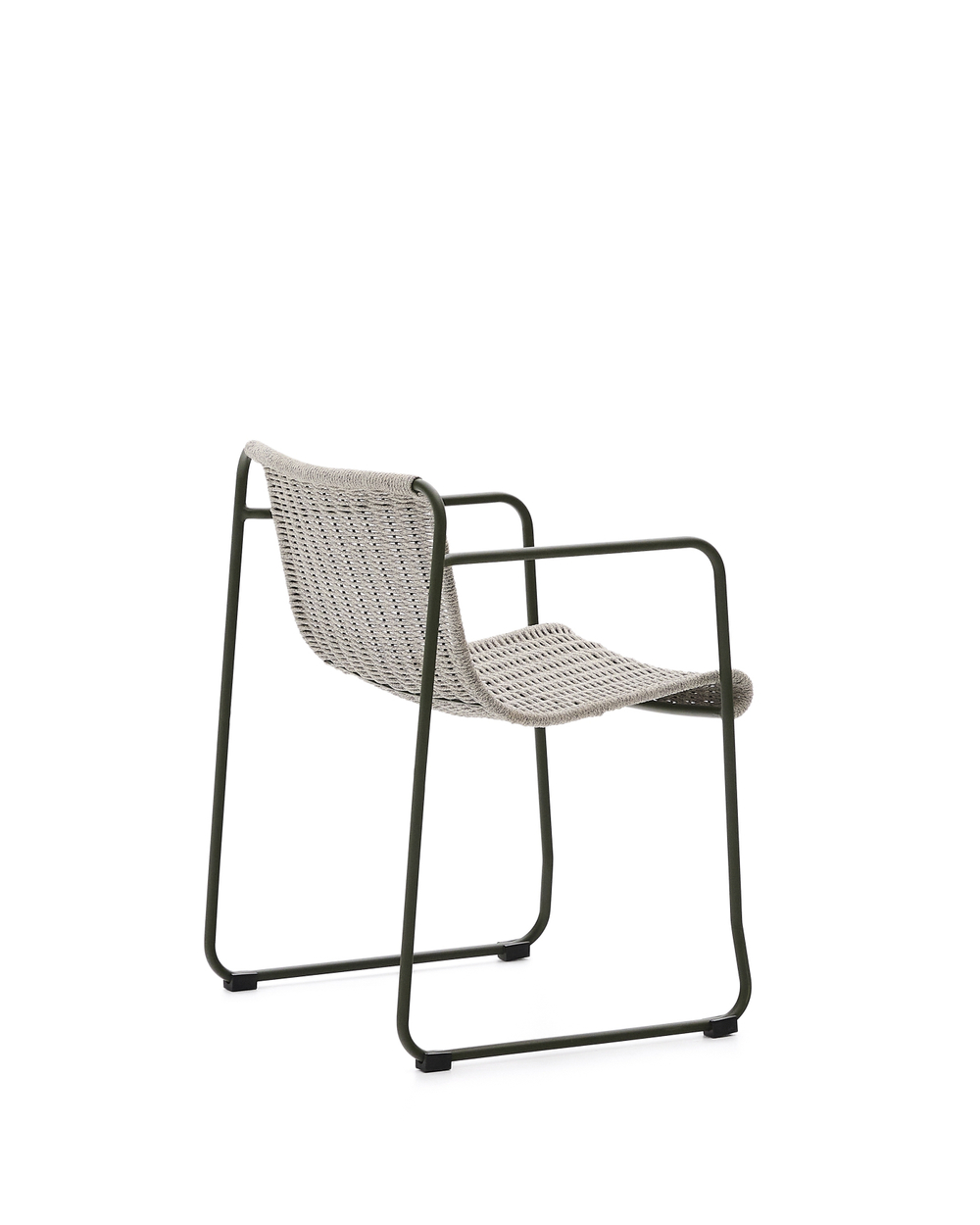 Стул Maurina из оцинкованной стали зеленого цвета и экрю и серым шнуром