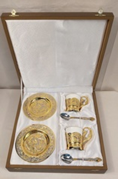 Набор кофейный на 2 персоны "Павлин" (Златоуст)