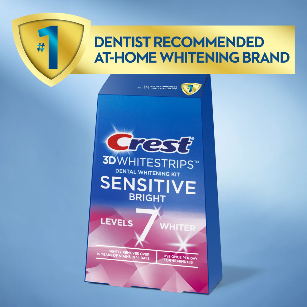 Курс 14 дней | Crest 3D Whitestrips Sensitive Bright – Отбеливающие полоски для зубов