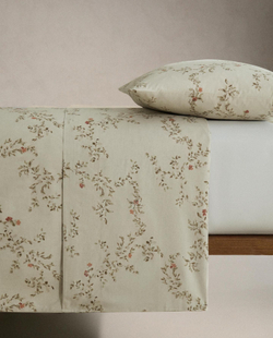 Zara Home - Простыня с принтом в виде листьев, зеленый, 270x280 см