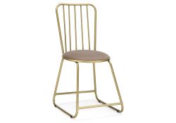 Стул на металлокаркасе Лирион бежевый велюр / золото