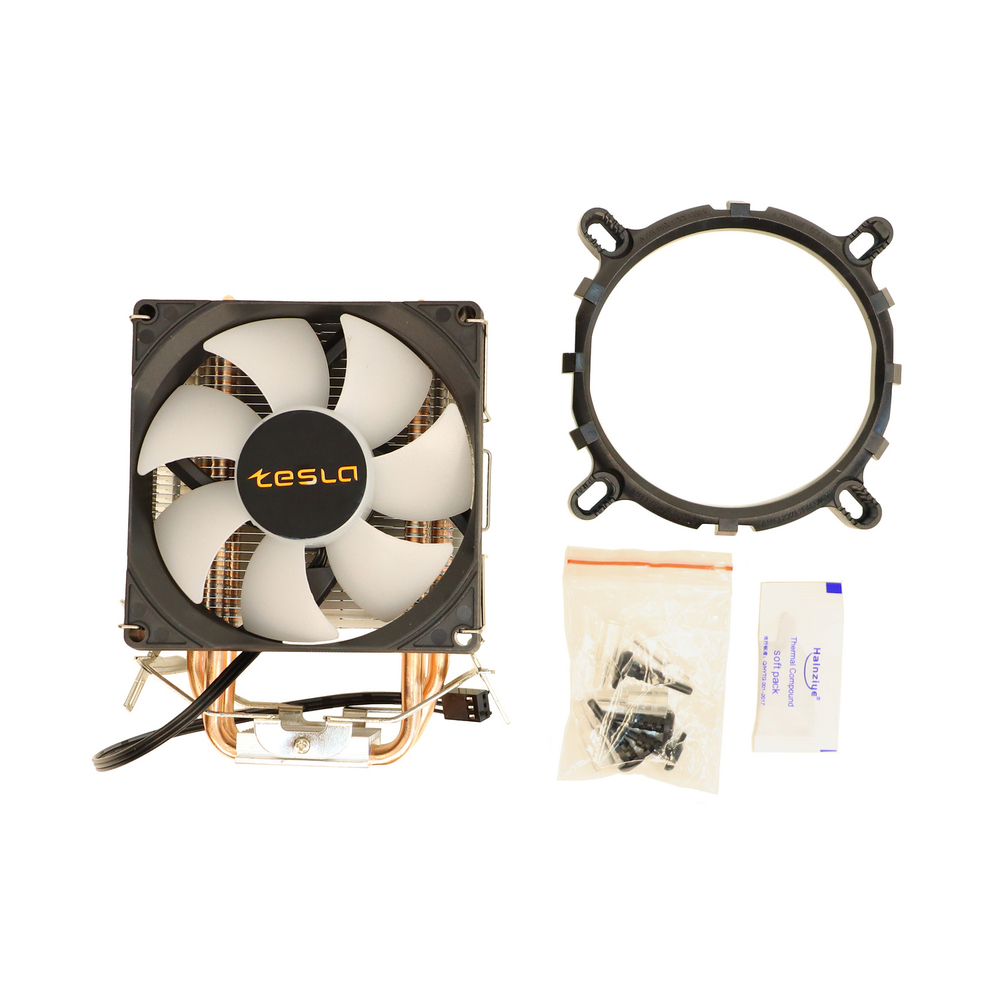 Кулер для CPU TESLA SHADOW 903, 1х92мм, 2400rpm, 3-pin, Al+Cu, серебристый-черный-белый, 52CFM, 23дБ, 3-PIPE(прямой контакт), TDP 130Вт, INTEL 1700/1200/115x/775/1366, AMD AM5/AM4/AM3(+)/AM2(+)/FM2(+)/FM1/754/940/939 (TSL-903-SD)